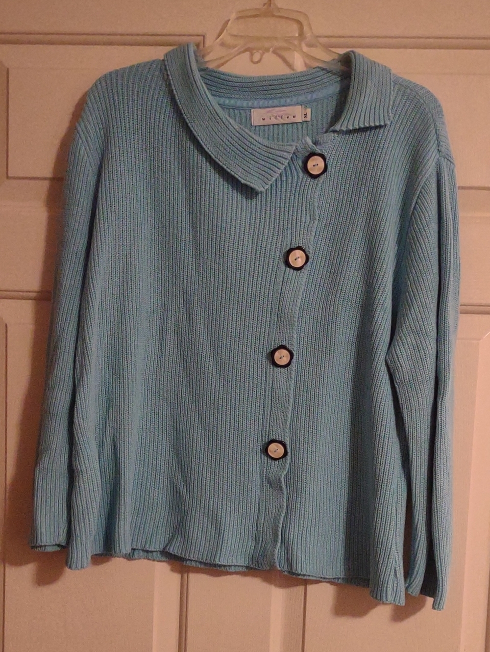 Willow Light Blue Ribbed Button-Front Cardigan